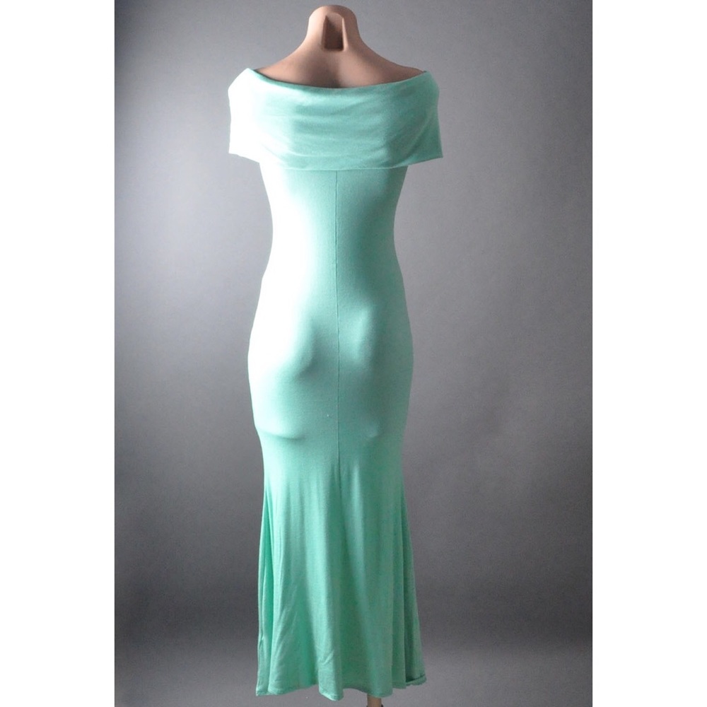 Green Solid Evening Summer Off Shoulder Mermaid W… - image 4